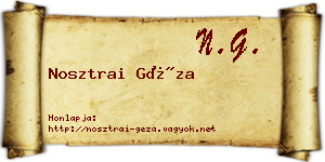 Nosztrai Géza névjegykártya