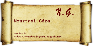 Nosztrai Géza névjegykártya